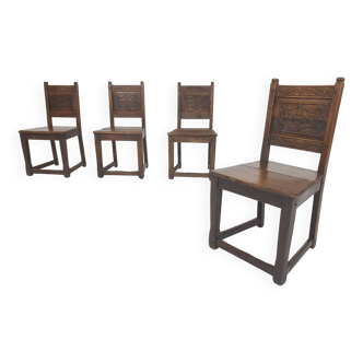 Set of four Spanish antique dining chairs, 1930's