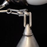 Art deco globe suspension in opaline and aluminium chain