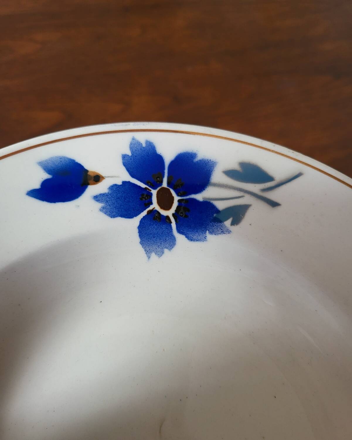 Hamage & Moulin des Loups Earthenware Deep Plate, Blue Flowers