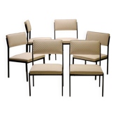 Chaises longues basses italiennes avec cadre en fer noir et rembourrage blanc glacé par Milo Baughman, années 1950, ensemble de 6.