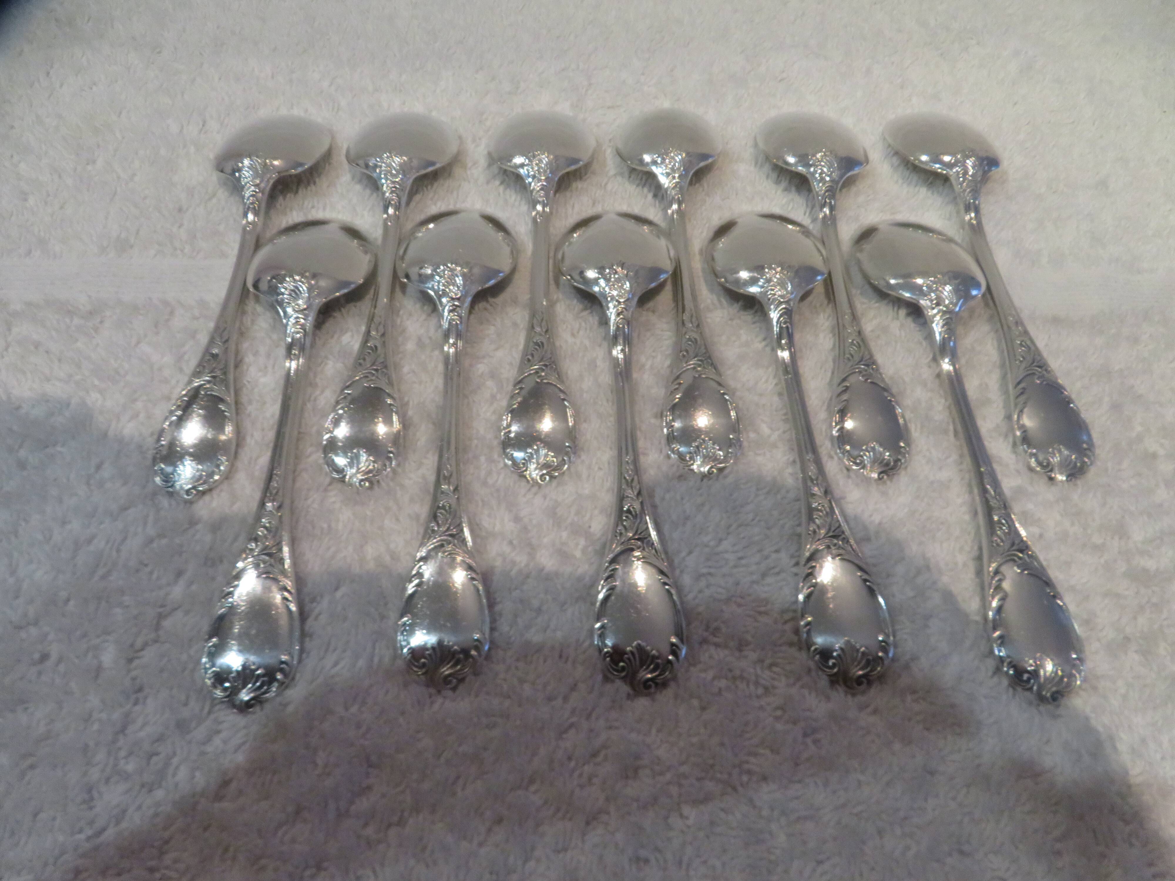 11 silver-plated ice cream scoops by Christofle Marly, 13.3 cm