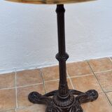 Antique 50s tripod bistro table, cream, 74 cm