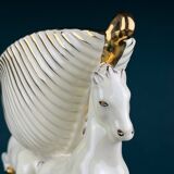 Antique ceramic vase with horses by Egisto Fantechi Maioliche Ceramic, Sesto Fiorentino, Italy, 1940s.