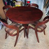 Baumann extendable round dining table and 4 gondola chairs
