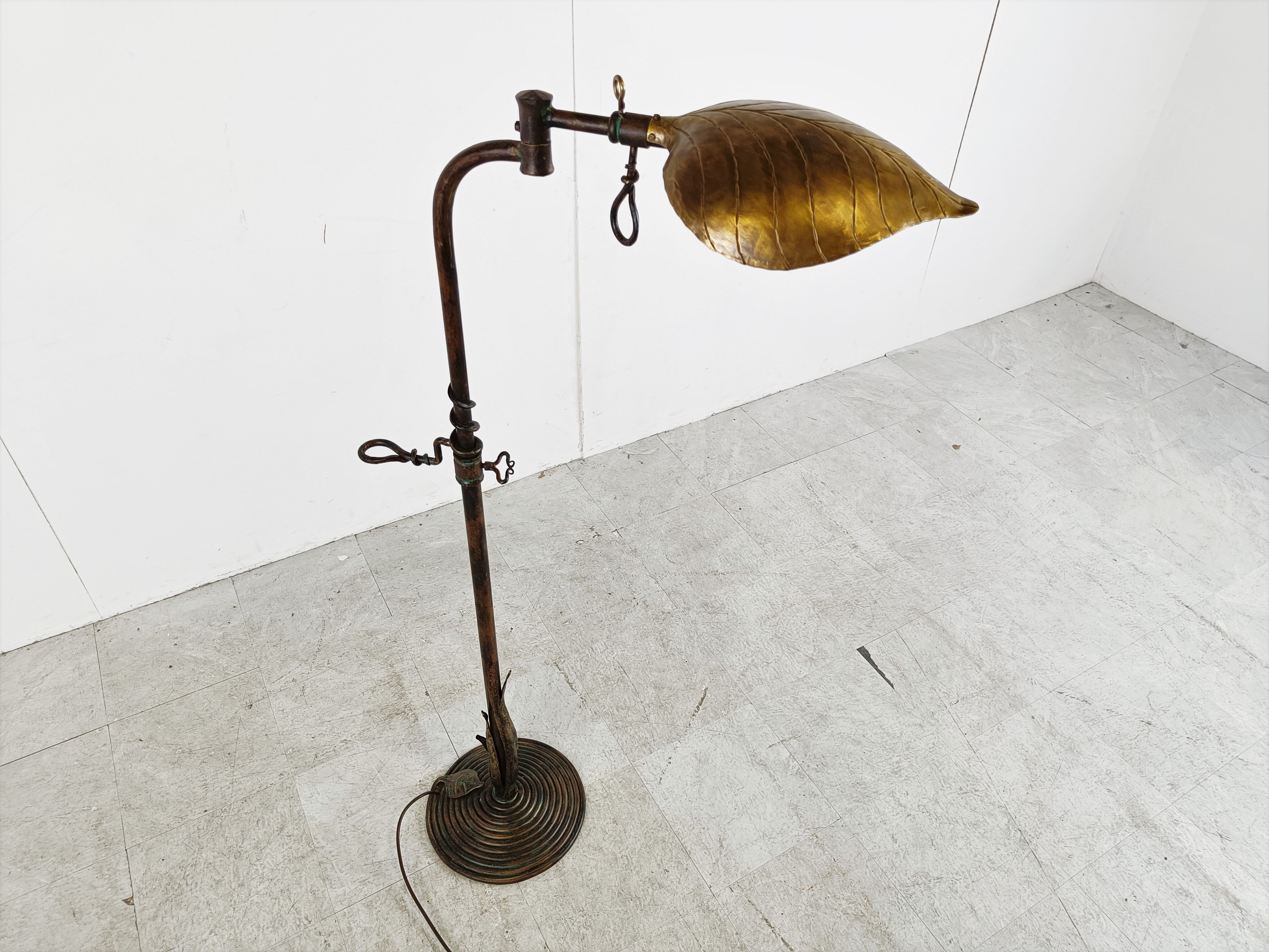 Vintage brass leaf floor lamp 1970s