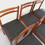 Suite of 6 vintage Scandinavian teak and skai chairs from the 60s