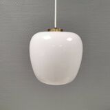 Hanging lamp in opal glass with brass top from Danish Fog&Mørup 1970s