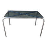 Smoked glass table and chrome space age 1975