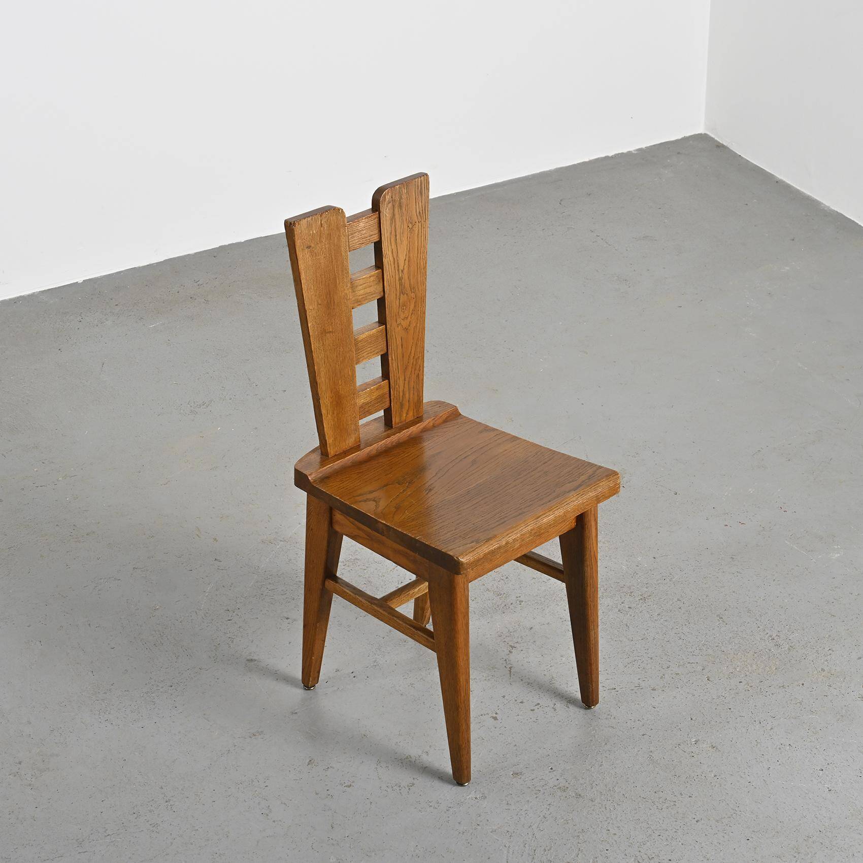 Set of six oak chairs by Henry Jacques Le Même, France circa 1940