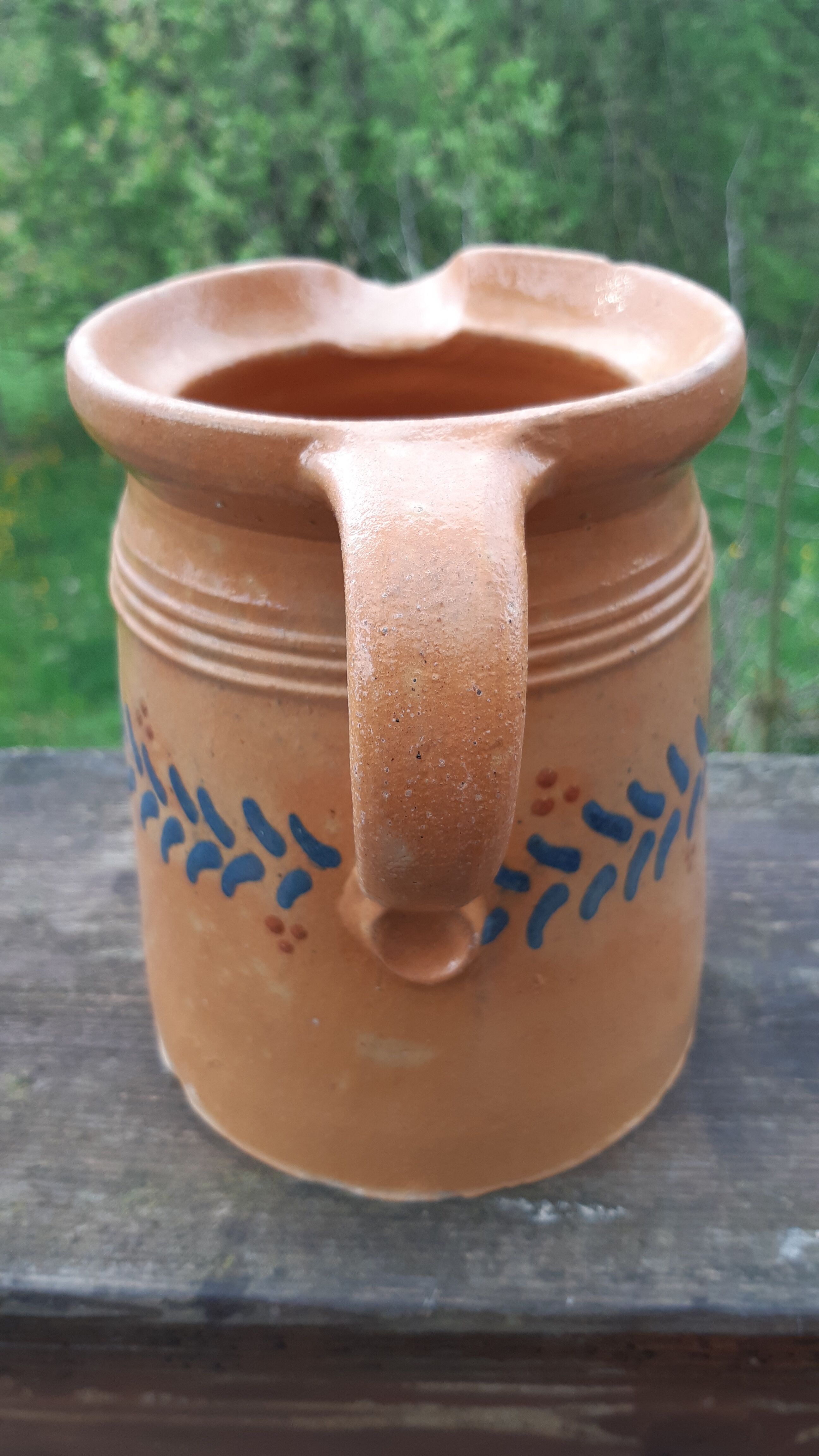 Glazed terracotta milk pot from Alsace