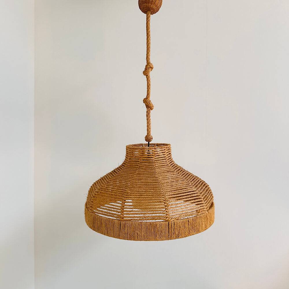Large rope & jute pendant light, 1970s