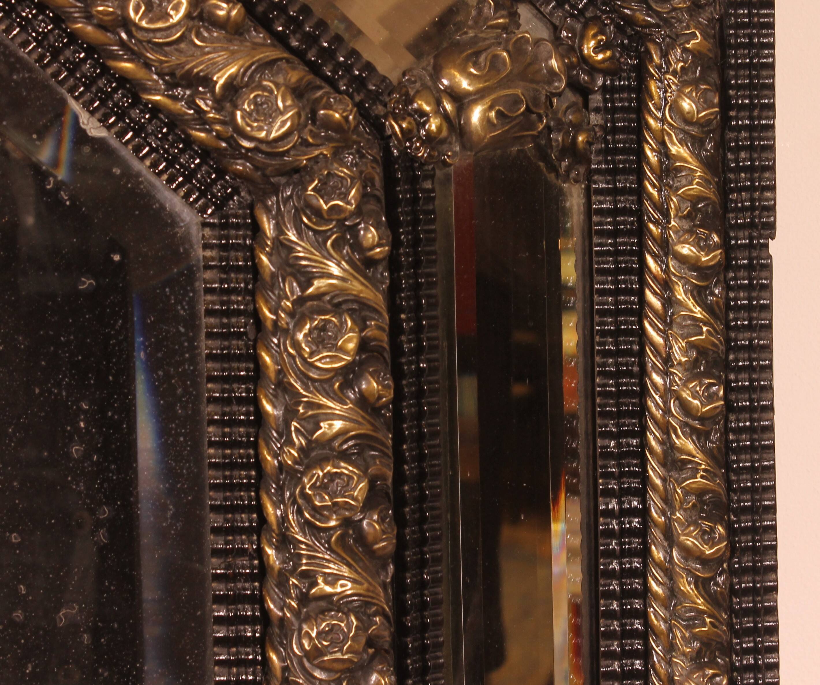 Grand Miroir à parcloses du 19° siècle -Pays Bas