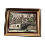 Oil on canvas representing a bridge