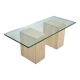 Italian travertine and glass coffe table 1970s Vintage