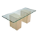 Italian travertine and glass coffe table 1970s Vintage