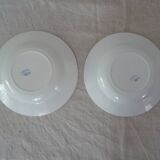 2 Hollow plates Luneville Keller and Guerin decoration blue flowers faience old