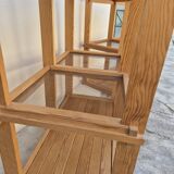 Pair of vintage pine bookcases and shelves, Maison Regain style, 1970s design