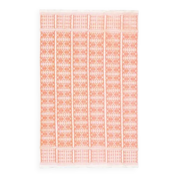 1970s Vintage Turkish Handmade Wool Cotton Orange Kilim Rug 112x180