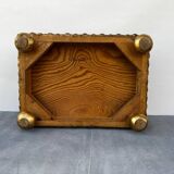 Empire Foot Stool With Petit Point Standing on Ball Feet Needlepoint Decor