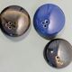 Set of 3 vintage glazed stoneware flower holders signed