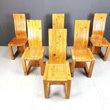 Chaises de salle à manger vintage en bois de pin finlandais, années 1970