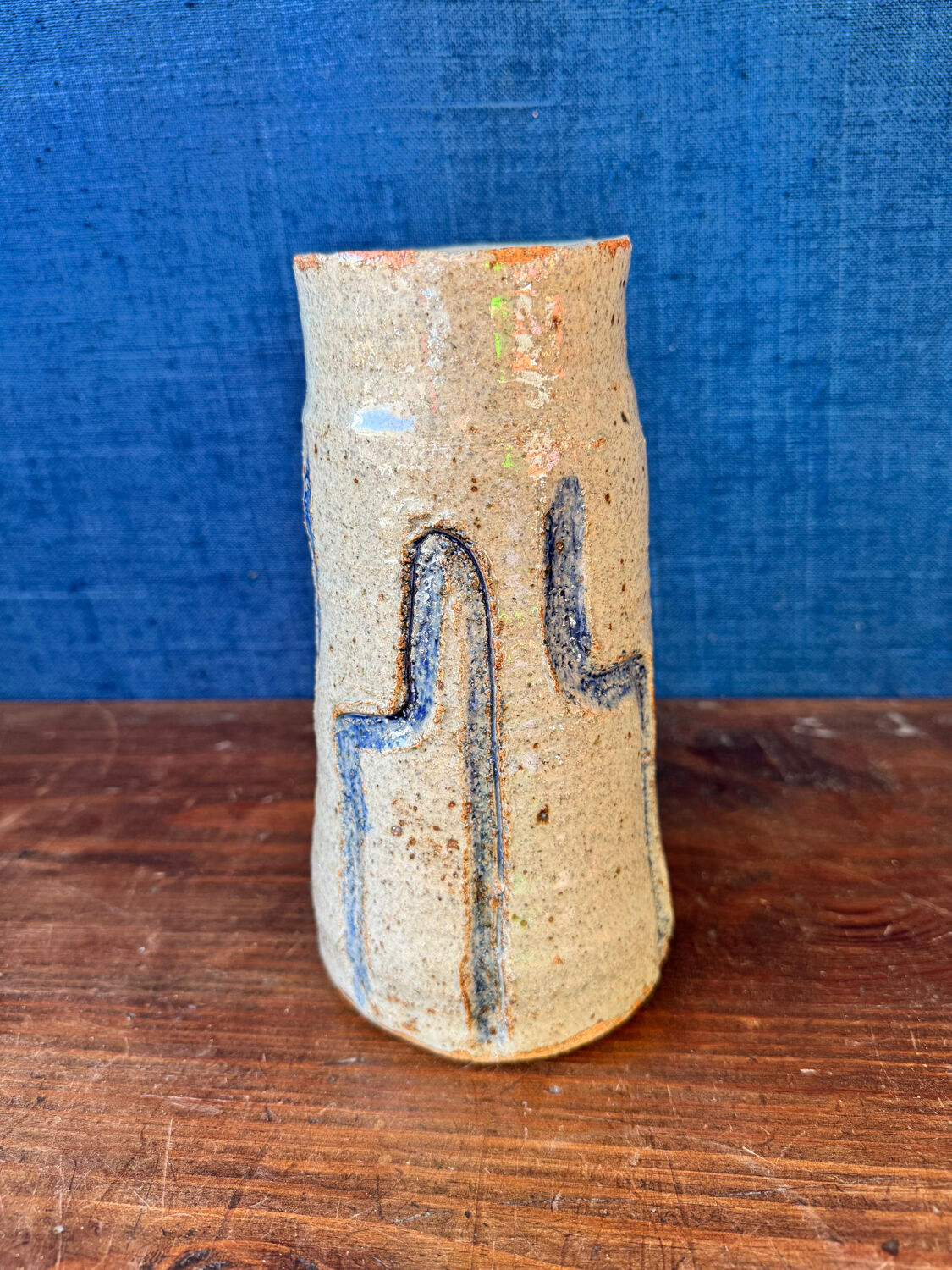 Beautiful stoneware vase glazed by the ceramist Jean Tessier. Late 20th century