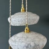 Vintage triple suspension lampshade in Clichy glass bench