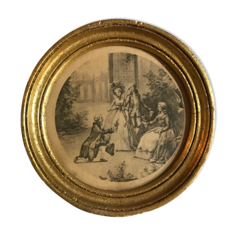 Vintage round frame gilded wood