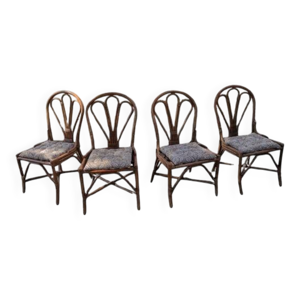4 chaises en bambou et - dossier