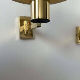 Pair of vintage adjustable wall lights, solid brass, Sweden 1970