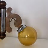 Lampe en bois avec 3 plafonds en verre jaune