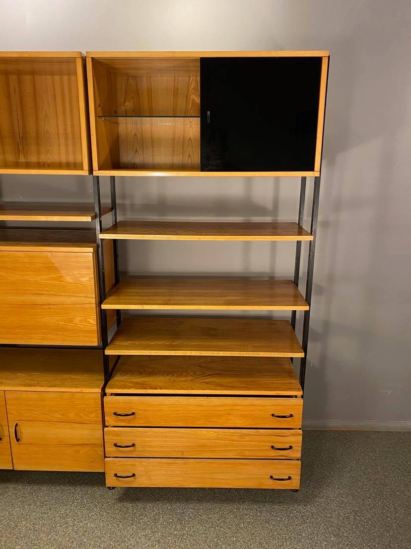 Modular bookcase with vintage wardrobe 60