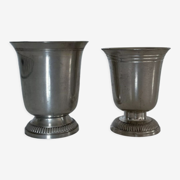 Suite of pewter timpani