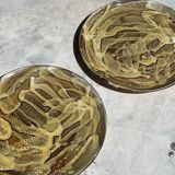 Paires d’assiettes en céramique grès émaillé vert