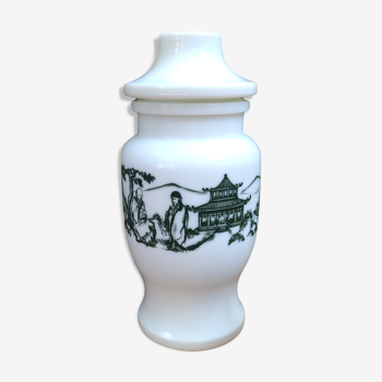 Pot d'apothicaire en opaline décoration asiatique ariel vintage