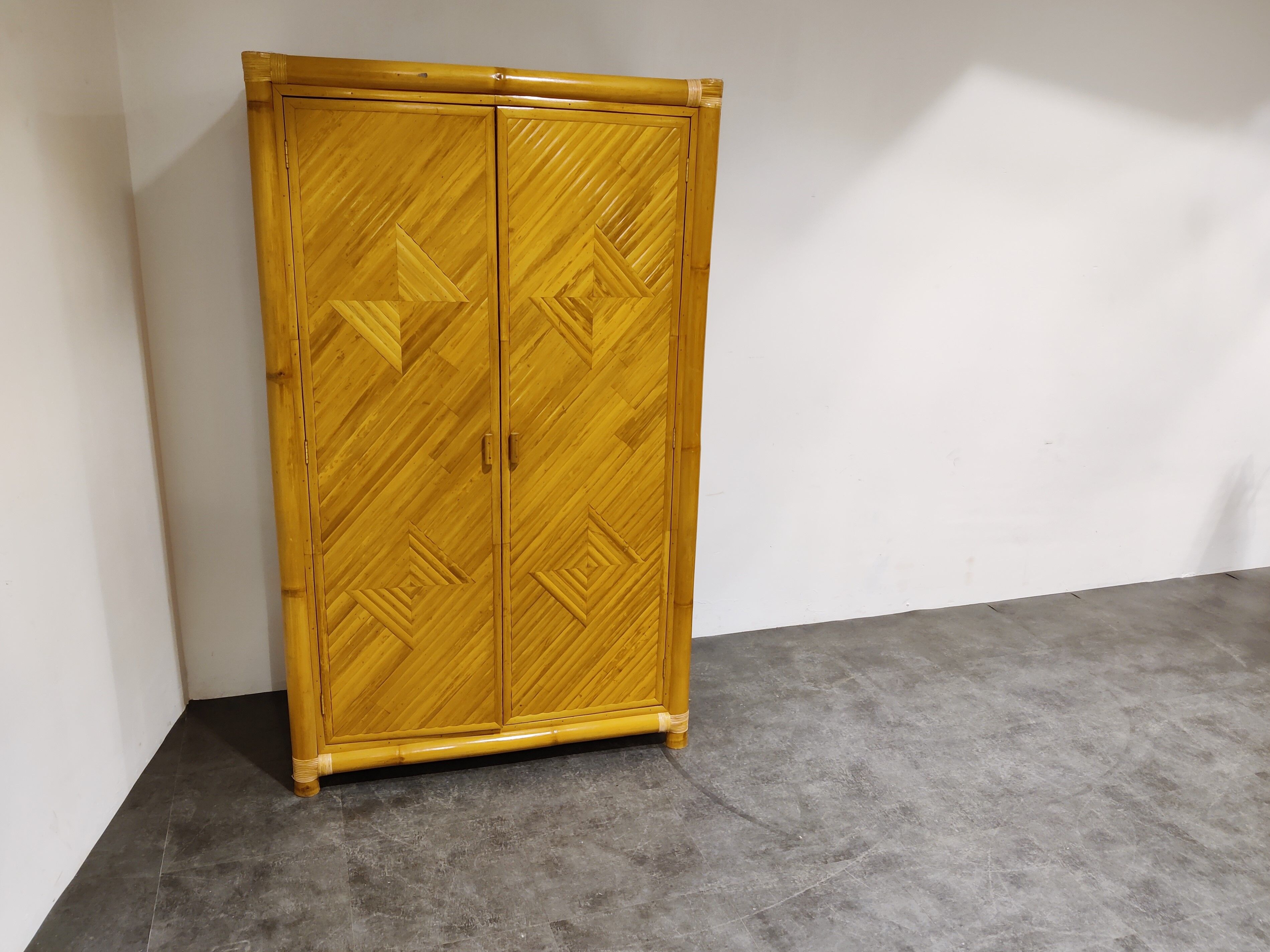 Rattan and bamboo wardrobe, 1960s