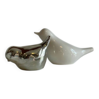 Vintage Ceramic Vase with a Couple of Birds