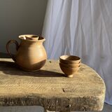 Vintage brutalist stoneware pink wine cooler pitcher H19