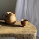Vintage brutalist stoneware pink wine cooler pitcher H19