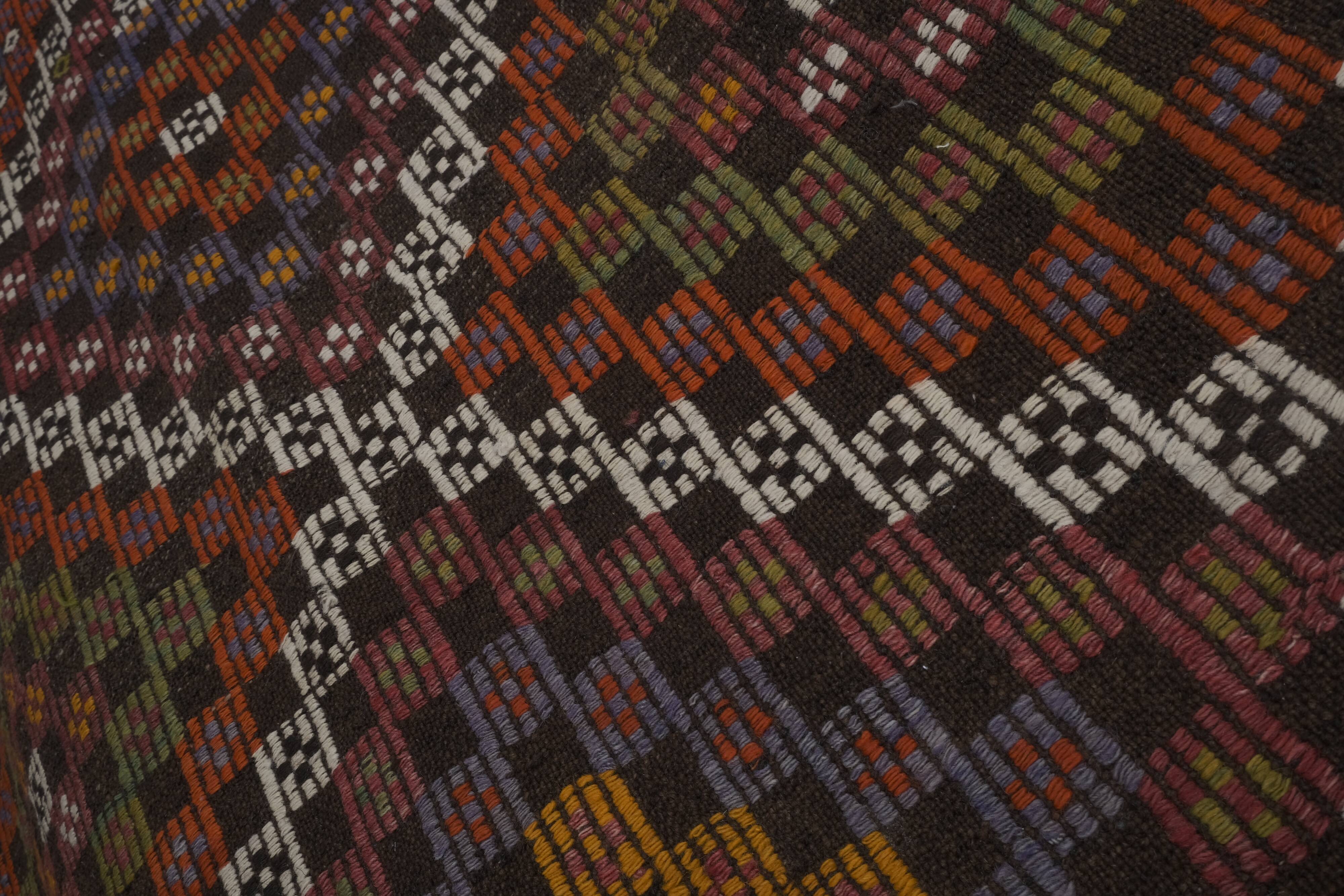 Turkish Geometric Jajim Flat-Weave Textile - Dining Room Kilim 5'3" X 8'10"