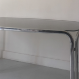 Dining table in chrome smoked glass, design 1970