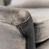 Winged armchair velvet 50s vintage