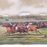 Peinture gouache course hippique John Grant