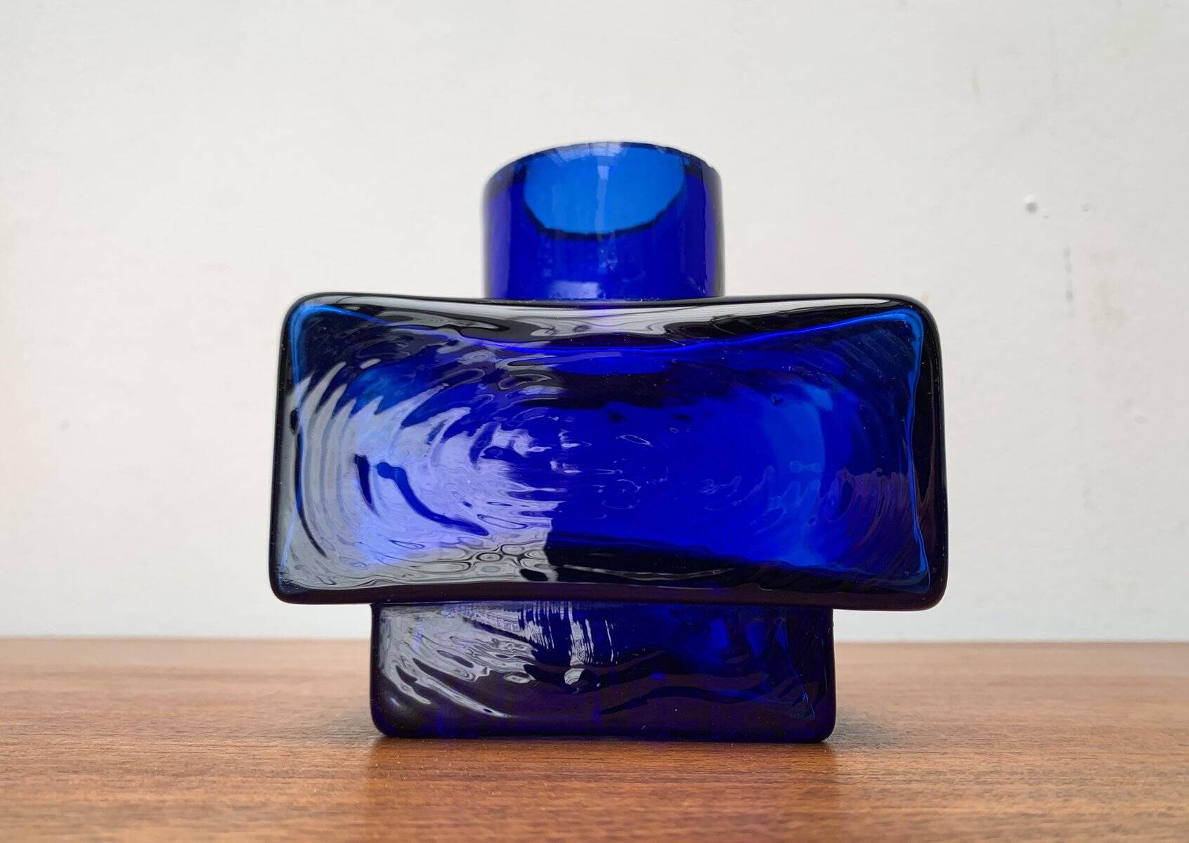 Scandinavian mid-century block glass vase, 1960s