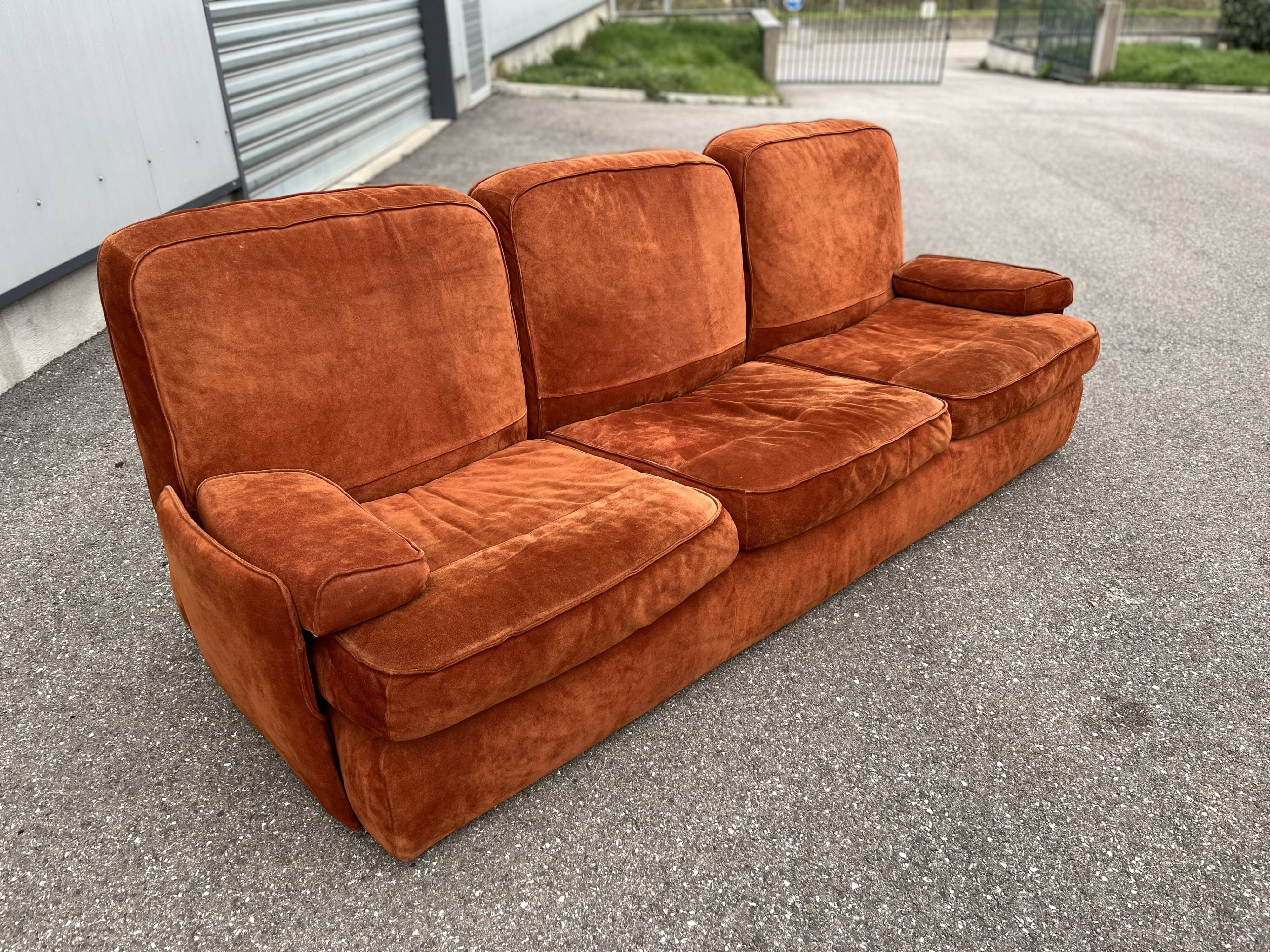 Cinna orange suede sofa