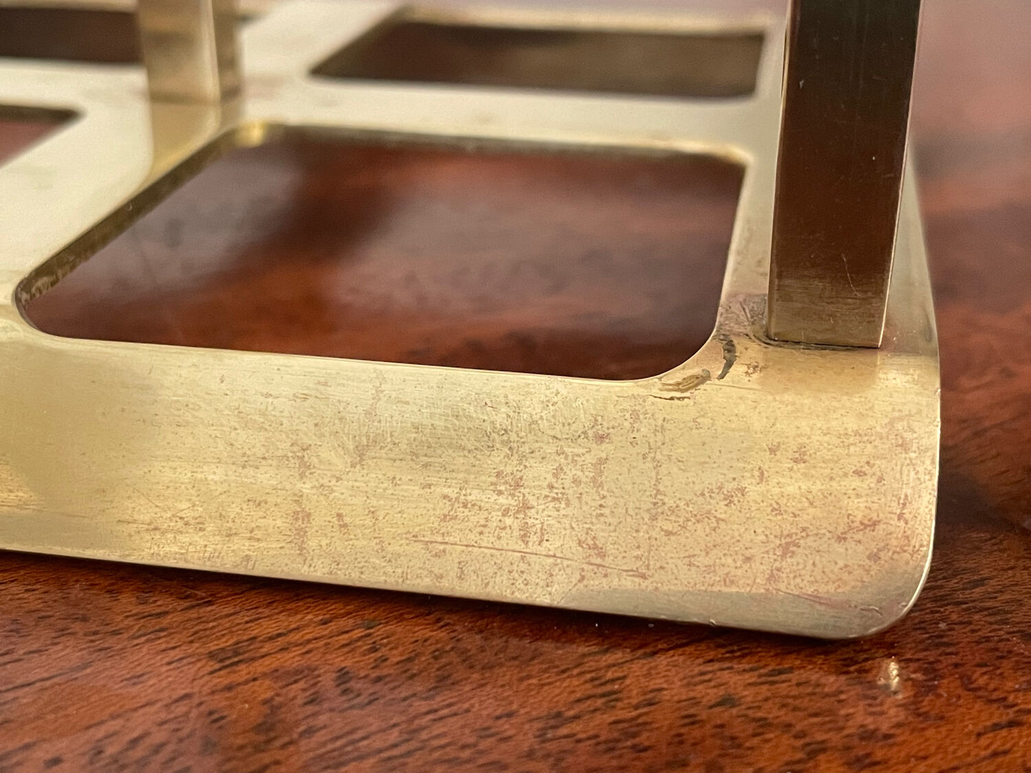 Modernist brass magazine rack circa 1940