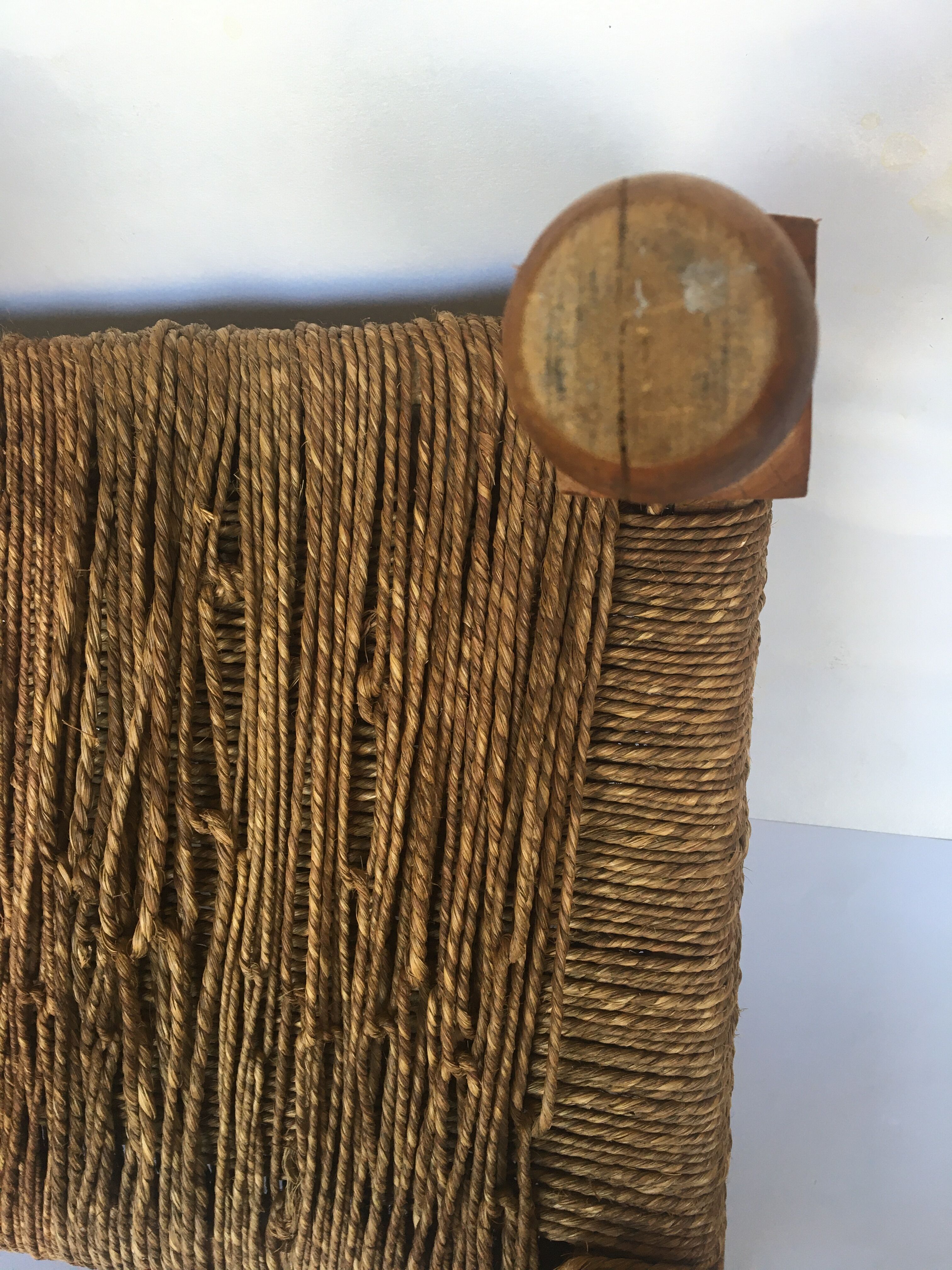 Stool rope and carved wood