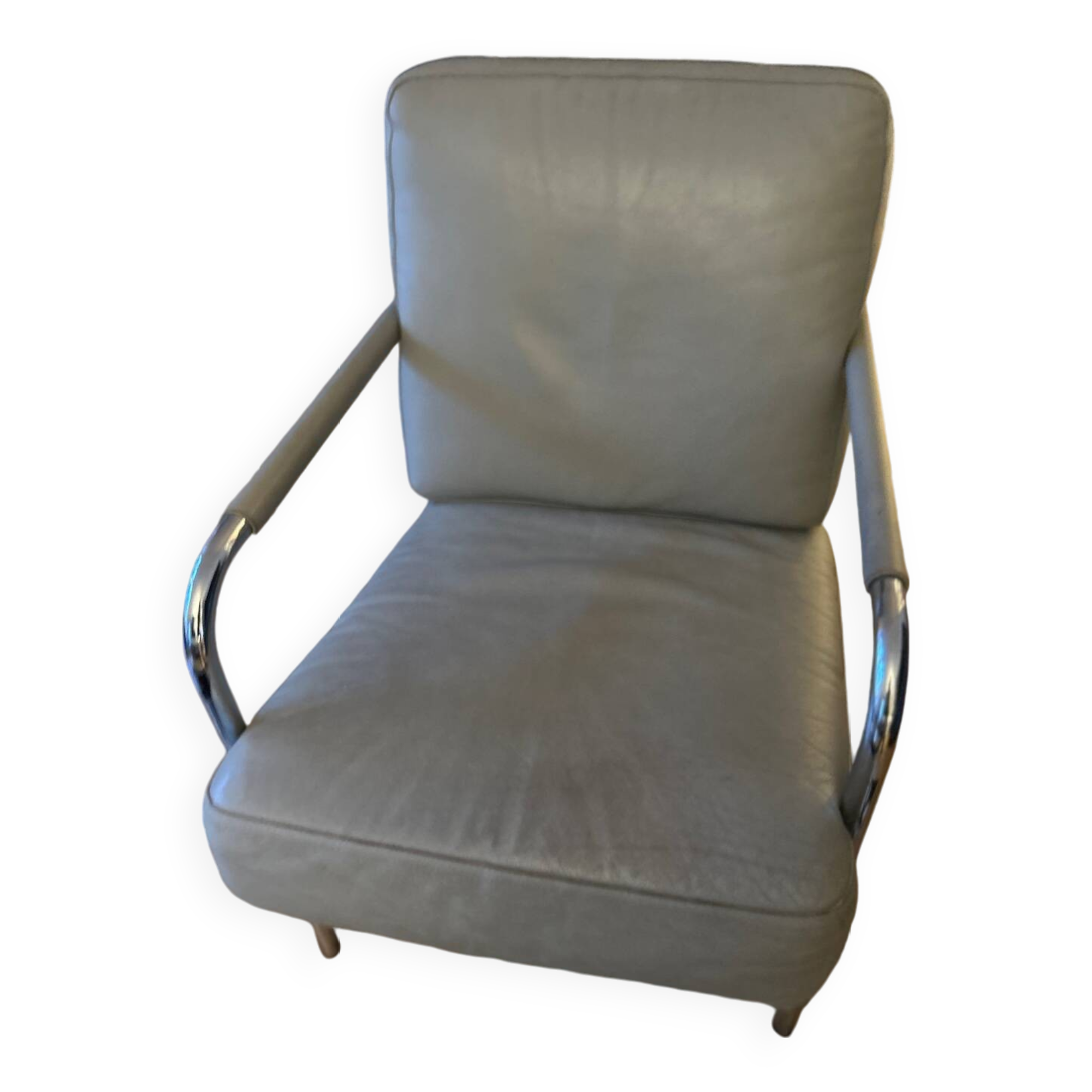 Zanotta gray leather armchair