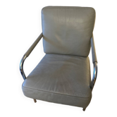 Fauteuil cuir Zanotta gris