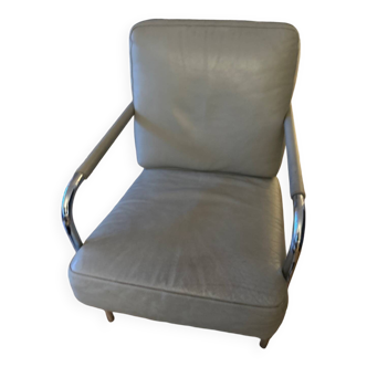 Fauteuil cuir Zanotta gris
